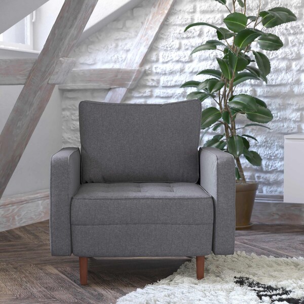 Flash Furniture Dark Gray Faux Linen Upholstered Tufted Chair IS-PC100-DKGY-GG - main